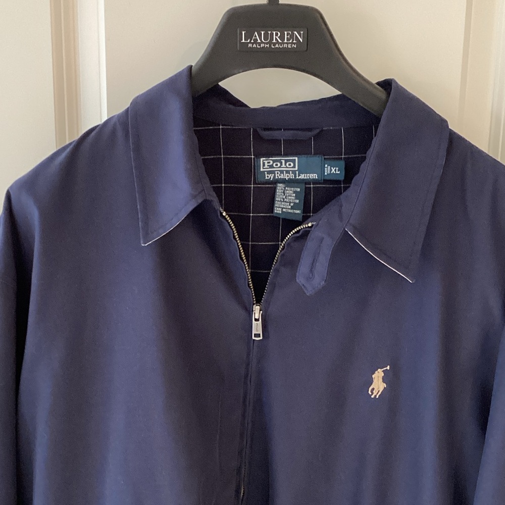 Polo by Ralph Lauren Navy Collared Zip Jacket with Embroidered Pony
